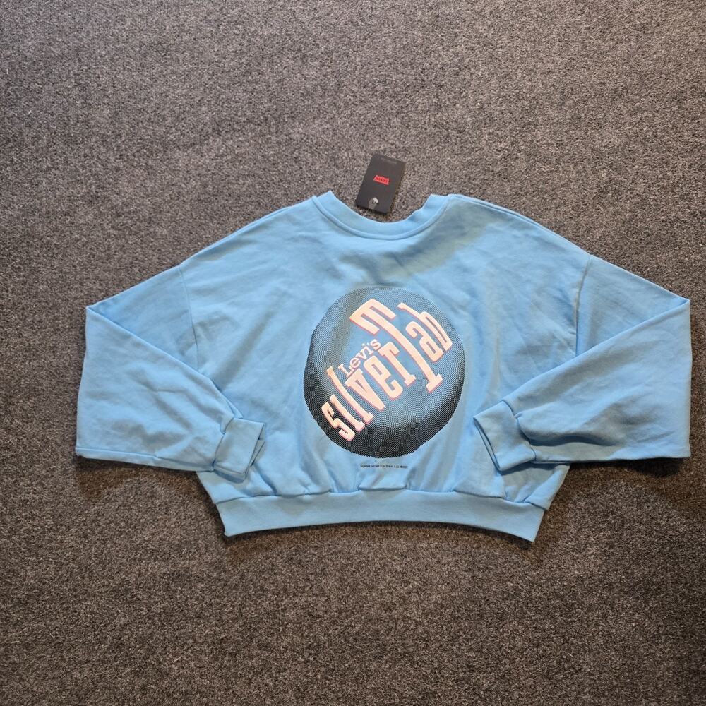 Silvertab Sweatshirt Women Size Large Blue Cropped Long Sleeve Capsule Casual